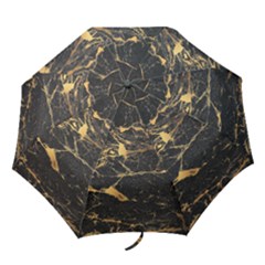 Black Marble Texture With Gold Veins Floor Background Print Luxuous Real Marble Folding Umbrellas by genx