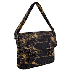 Black Marble Texture With Gold Veins Floor Background Print Luxuous Real Marble Buckle Messenger Bag by genx