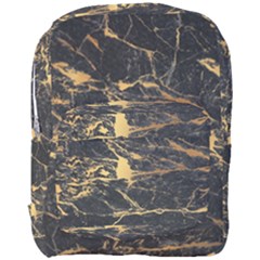 Black Marble Texture With Gold Veins Floor Background Print Luxuous Real Marble Full Print Backpack by genx