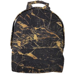 Black Marble Texture With Gold Veins Floor Background Print Luxuous Real Marble Mini Full Print Backpack by genx