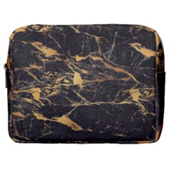 Black Marble Texture With Gold Veins Floor Background Print Luxuous Real Marble Make Up Pouch (large) by genx