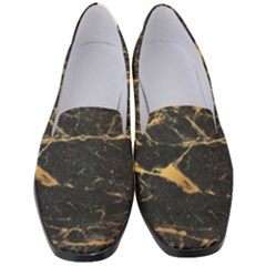 Black Marble Texture With Gold Veins Floor Background Print Luxuous Real Marble Women s Classic Loafer Heels by genx