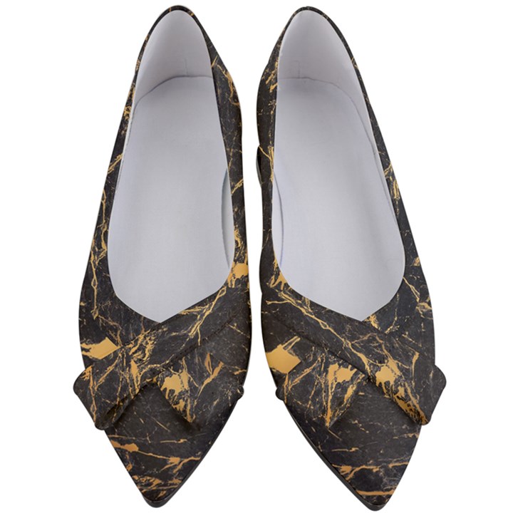 Black Marble texture with gold veins floor background print luxuous real marble Women s Bow Heels