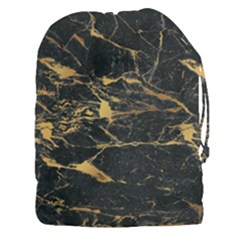 Black Marble Texture With Gold Veins Floor Background Print Luxuous Real Marble Drawstring Pouch (3xl) by genx