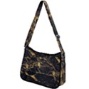 Black Marble texture with gold veins floor background print luxuous real marble Zip Up Shoulder Bag View2