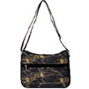 Black Marble texture with gold veins floor background print luxuous real marble Zip Up Shoulder Bag View3