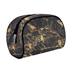 Black Marble Texture With Gold Veins Floor Background Print Luxuous Real Marble Makeup Case (small) by genx