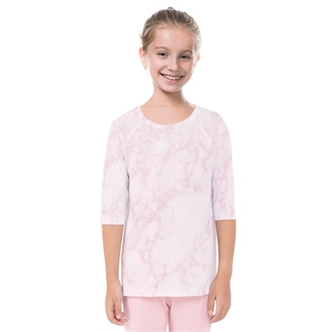 Pink Marble Texture Floor Background With Light Pink Veins Greek Marble Print Luxuous Real Marble  Kids  Quarter Sleeve Raglan Tee by genx