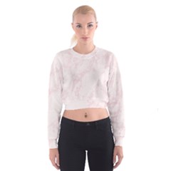 Pink Marble Texture Floor Background With Light Pink Veins Greek Marble Print Luxuous Real Marble  Cropped Sweatshirt by genx