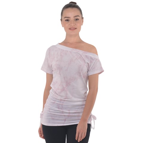 Pink Marble Texture Floor Background With Light Pink Veins Greek Marble Print Luxuous Real Marble  Tie-up Tee by genx