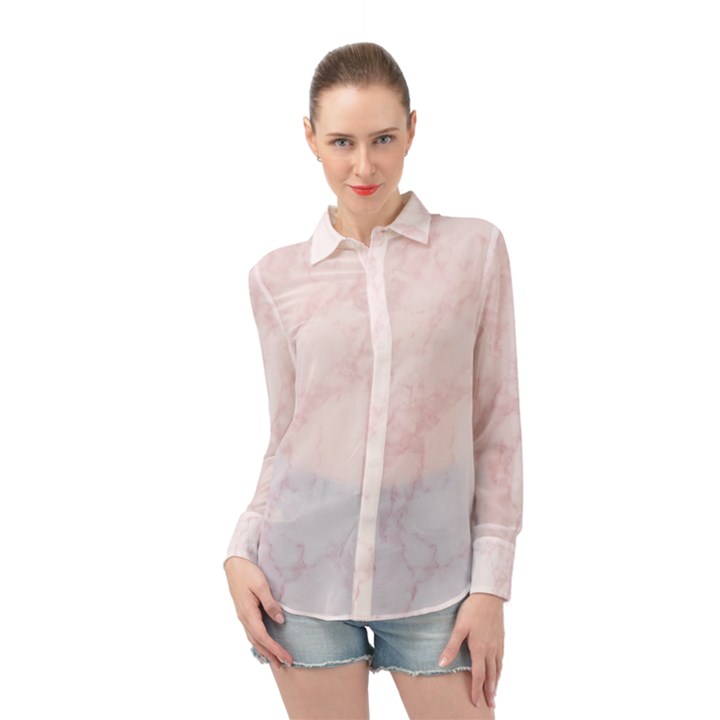 Pink Marble texture floor background with light pink veins greek marble print luxuous real marble. Long Sleeve Chiffon Shirt