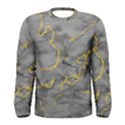 Marble neon retro light gray with gold yellow veins texture floor background retro neon 80s style neon colors print luxuous real marble Men s Long Sleeve Tee View1