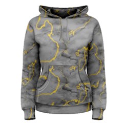 Marble Neon Retro Light Gray With Gold Yellow Veins Texture Floor Background Retro Neon 80s Style Neon Colors Print Luxuous Real Marble Women s Pullover Hoodie by genx