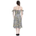 Marble neon retro light gray with gold yellow veins texture floor background retro neon 80s style neon colors print luxuous real marble Shoulder Tie Bardot Midi Dress View2