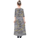 Marble neon retro light gray with gold yellow veins texture floor background retro neon 80s style neon colors print luxuous real marble Kids  Quarter Sleeve Maxi Dress View2