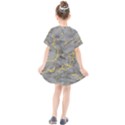 Marble neon retro light gray with gold yellow veins texture floor background retro neon 80s style neon colors print luxuous real marble Kids  Smock Dress View2