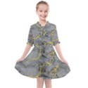 Marble neon retro light gray with gold yellow veins texture floor background retro neon 80s style neon colors print luxuous real marble Kids  All Frills Chiffon Dress View1