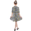 Marble neon retro light gray with gold yellow veins texture floor background retro neon 80s style neon colors print luxuous real marble Kids  All Frills Chiffon Dress View2