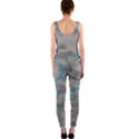 Marble light gray with bright cyan blue veins texture floor background retro neon 80s style neon colors print luxuous real marble One Piece Catsuit View2