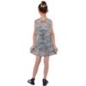 Marble light gray with bright cyan blue veins texture floor background retro neon 80s style neon colors print luxuous real marble Kids  Cross Back Dress View2