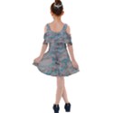 Marble light gray with bright cyan blue veins texture floor background retro neon 80s style neon colors print luxuous real marble Kids  Shoulder Cutout Chiffon Dress View2