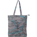 Marble light gray with bright cyan blue veins texture floor background retro neon 80s style neon colors print luxuous real marble Double Zip Up Tote Bag View1