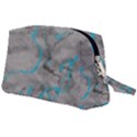 Marble light gray with bright cyan blue veins texture floor background retro neon 80s style neon colors print luxuous real marble Wristlet Pouch Bag (Large) View2