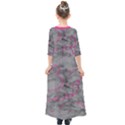 Marble light gray with bright magenta pink veins texture floor background retro neon 80s style neon colors print luxuous real marble Kids  Quarter Sleeve Maxi Dress View2