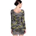 Marble light gray with green lime veins texture floor background retro neon 80s style neon colors print luxuous real marble Long Sleeve Bodycon Dress View2