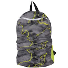 Marble Light Gray With Green Lime Veins Texture Floor Background Retro Neon 80s Style Neon Colors Print Luxuous Real Marble Foldable Lightweight Backpack by genx