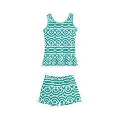 Pattern Green Kids  Boyleg Swimsuit