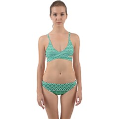 Pattern Green Wrap Around Bikini Set