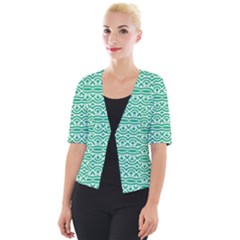 Pattern Green Cropped Button Cardigan