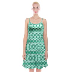 Pattern Green Spaghetti Strap Velvet Dress