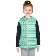 Pattern Green Kids  Hooded Puffer Vest