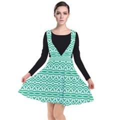 Pattern Green Plunge Pinafore Dress by Mariart