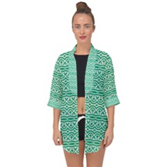 Pattern Green Open Front Chiffon Kimono by Mariart