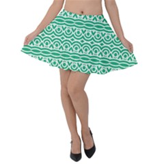 Pattern Green Velvet Skater Skirt