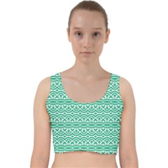 Pattern Green Velvet Racer Back Crop Top