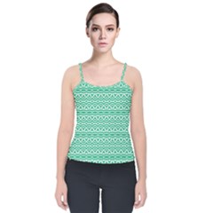 Pattern Green Velvet Spaghetti Strap Top