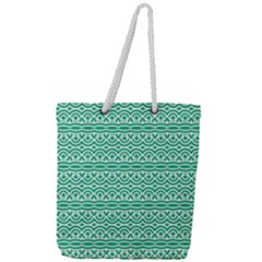 Pattern Green Full Print Rope Handle Tote (large)