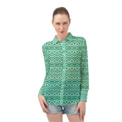 Pattern Green Long Sleeve Chiffon Shirt