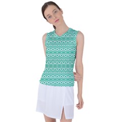 Pattern Green Women s Sleeveless Mesh Sports Top