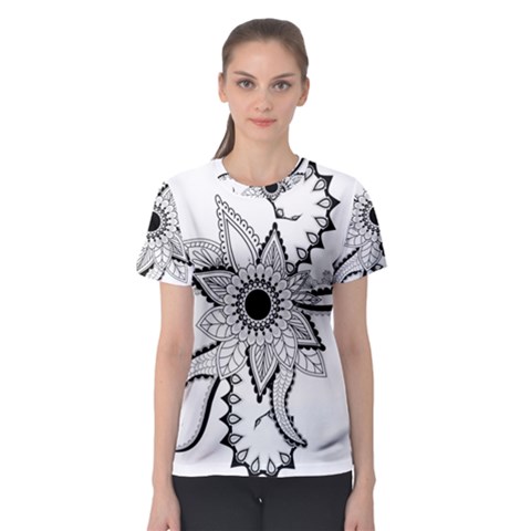 Elegant Decorative Abstract Flower Women s Sport Mesh Tee by FantasyWorld7