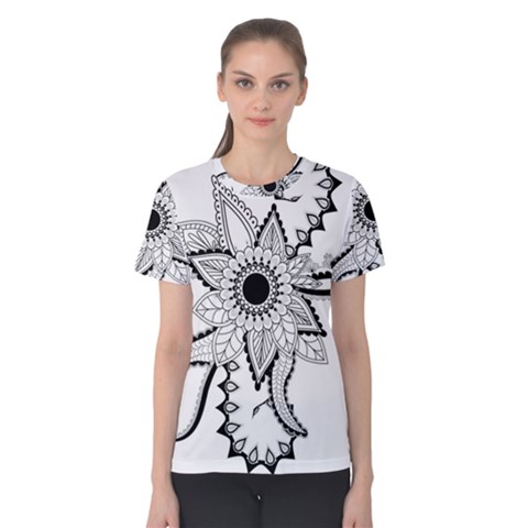 Elegant Decorative Abstract Flower Women s Cotton Tee by FantasyWorld7