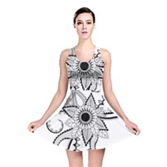 Elegant Decorative Abstract Flower Reversible Skater Dress by FantasyWorld7