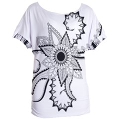 Elegant Decorative Abstract Flower Women s Oversized Tee by FantasyWorld7