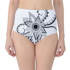 Elegant Decorative Abstract Flower Classic High-waist Bikini Bottoms by FantasyWorld7