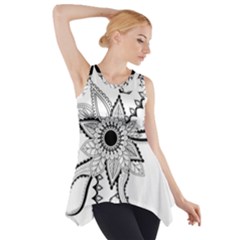 Elegant Decorative Abstract Flower Side Drop Tank Tunic by FantasyWorld7