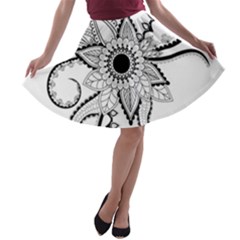 Elegant Decorative Abstract Flower A-line Skater Skirt by FantasyWorld7